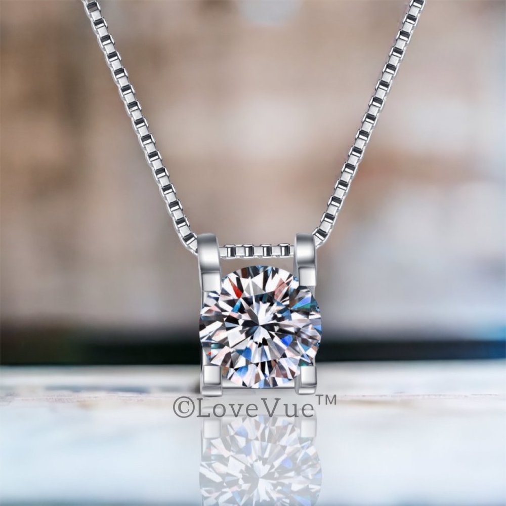 Certified 1ct. t.w. Diamond Moissanite Solitaire Necklace